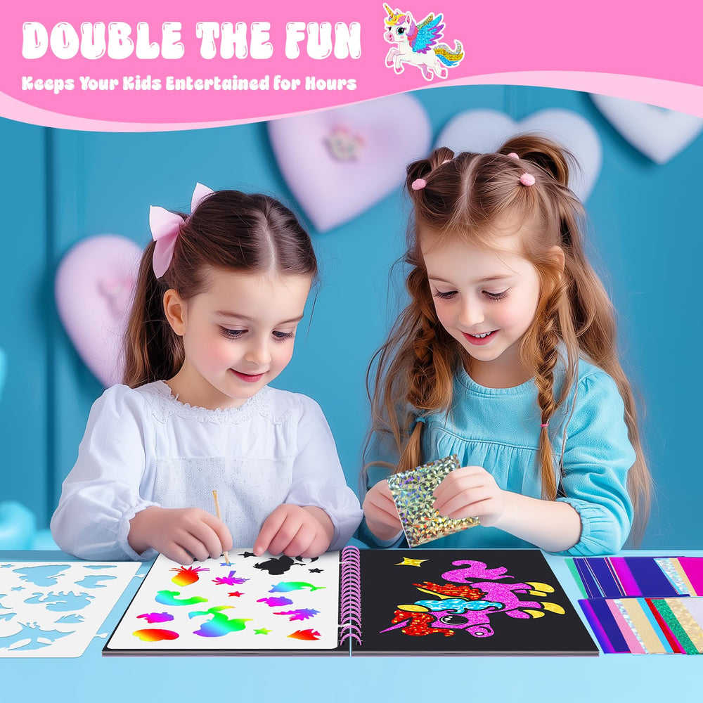 Homicozy Two Stencils: guided unicorn and castle designs spark creativity.