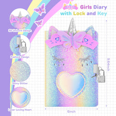 Homicozy Unicorn Diary in A5 size fits backpacks and school bags