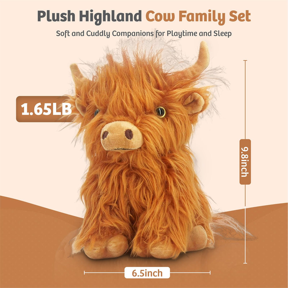 Homily Highland Cow plush flowing hair inviting creative styling and imaginative play.