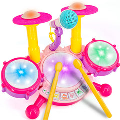 Homily pink drum set for girls invites imaginative play and early rhythm exploration.