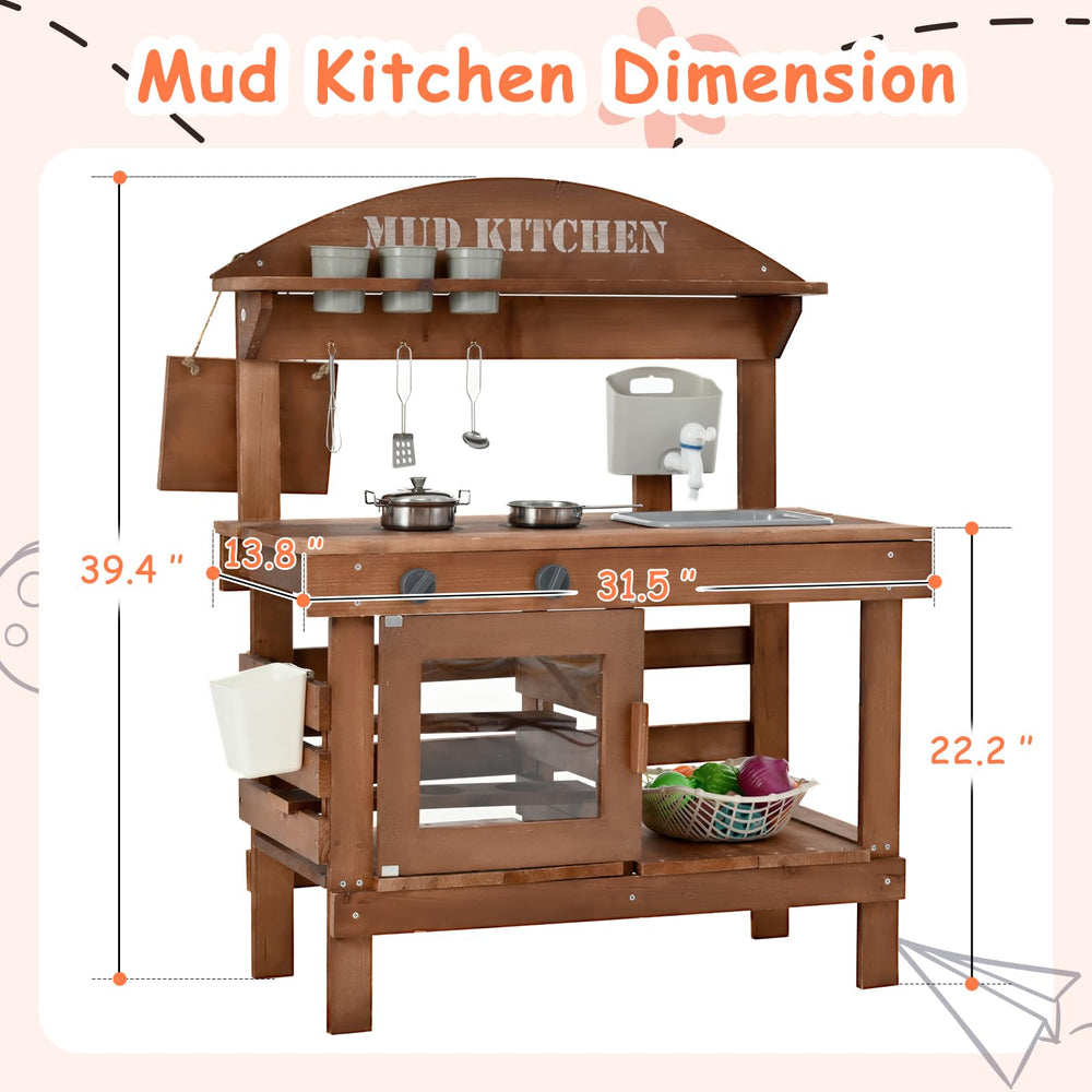 Homman mud kitchen solid wood frame ensures durability