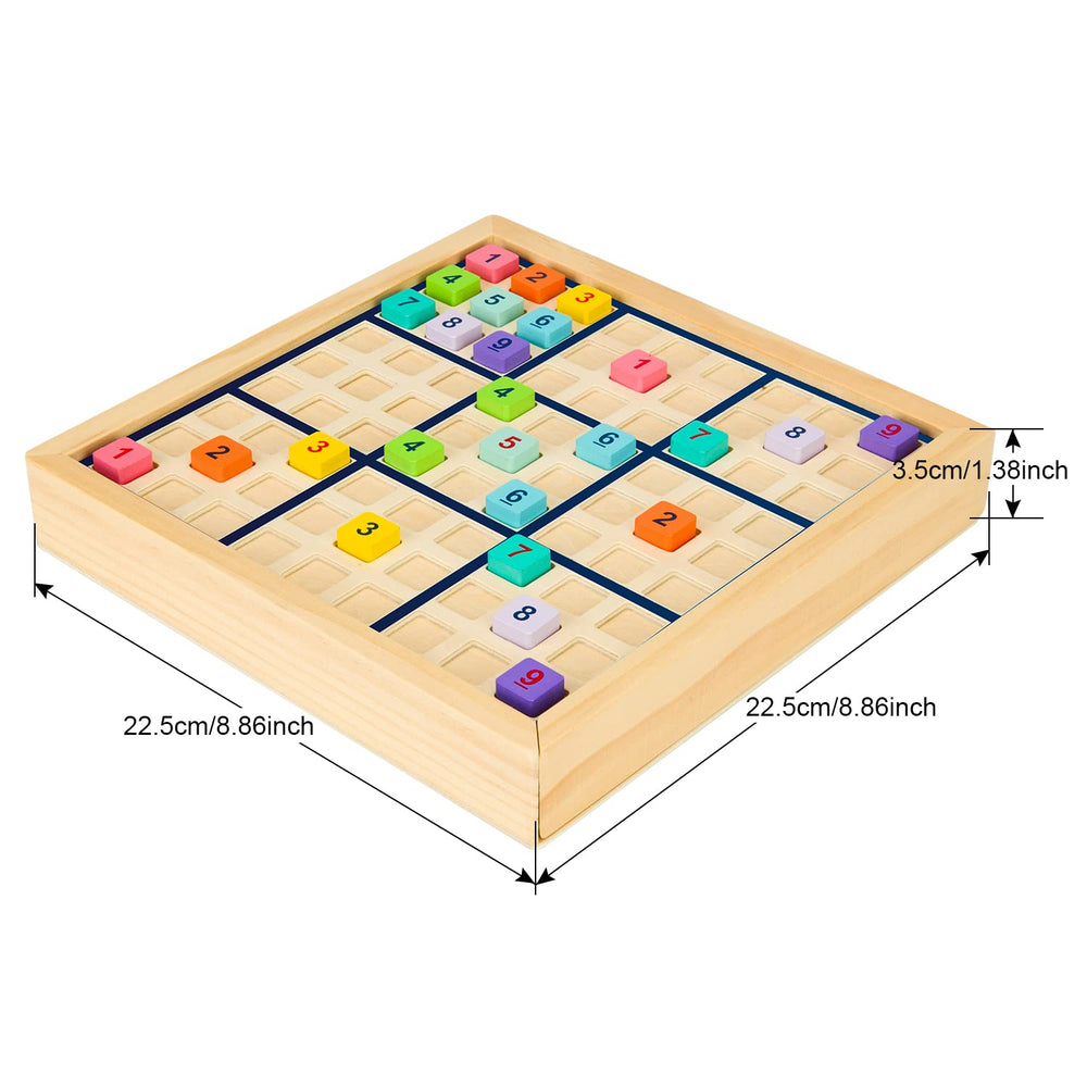 HOMSV & SV wooden sudoku board with drawer keeps pieces organized during play