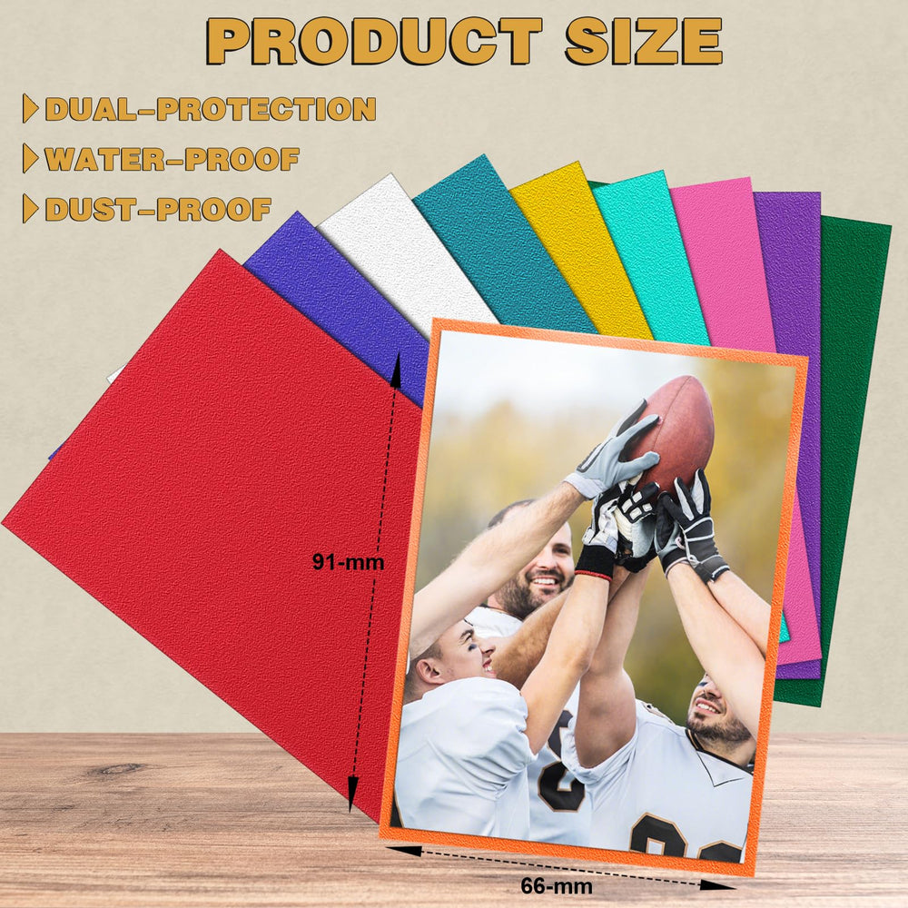 Homthy soft colorful sleeves for baseball, football, and other cards.
