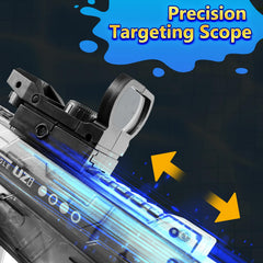 Honeasort water gun with foldable sight mount for accuracy.