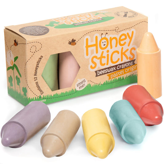 Honeysticks 12-pack pastel beeswax crayons vibrant colors for toddler art
