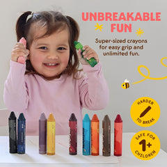 Honeysticks big crayons 3.9 inches long, designed for toddler hands and durability.