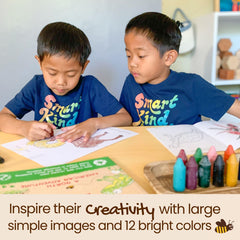 Honeysticks coloring book with 40 recycled pages featuring nature illustrations.