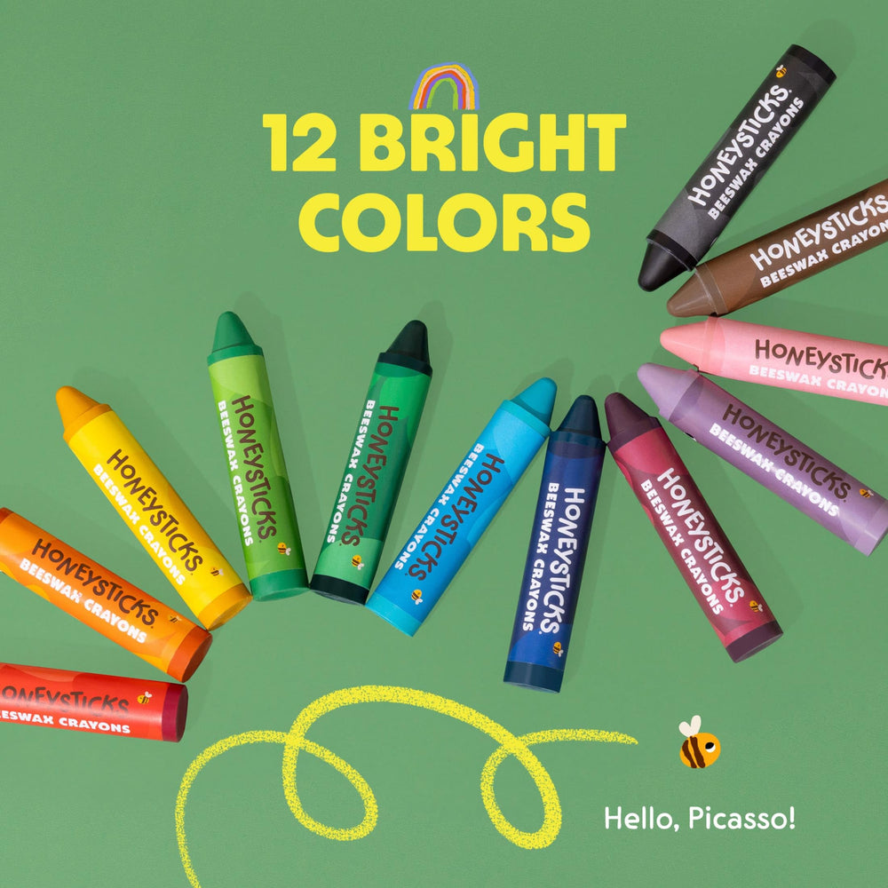 Honeysticks durable crayons withstand hours of toddler drawing sessions.
