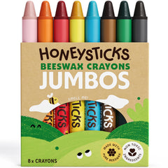 Honeysticks jumbo crayons 8-pack deliver vibrant color for kids’ art projects.