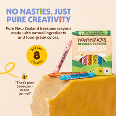 Honeysticks jumbo crayons 3-9 in size provide easy grip for small hands.