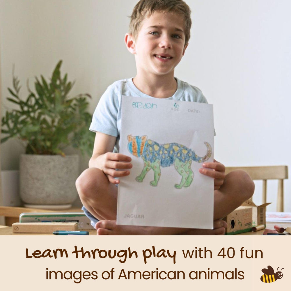 Honeysticks My First Coloring Book toddler forest scene promotes imaginative play.
