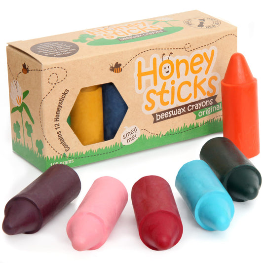 Honeysticks 12-pack pure beeswax crayons with natural colors for toddlers