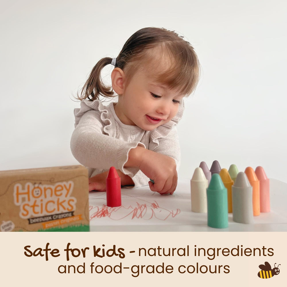 Honeysticks toddlers holding crayon demonstrates easy grip for beginners