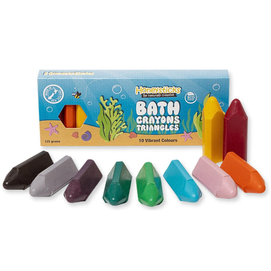 Honeysticks triangle bath crayons in 10 colors for safe bath art