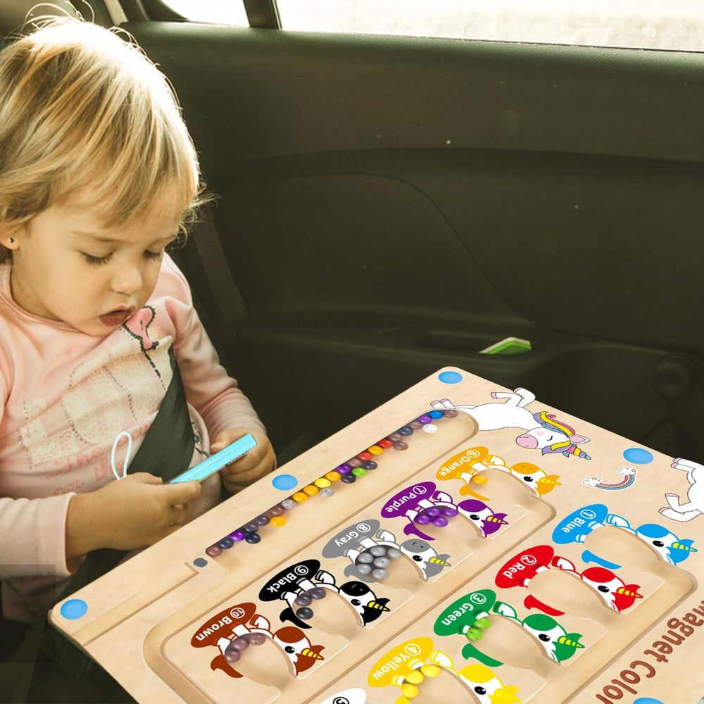Hongid maze with acrylic cover keeps beads enclosed during busy play.