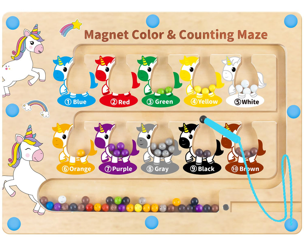 Hongid magnetic color and number maze front view promotes fine motor practice and early color recognition.