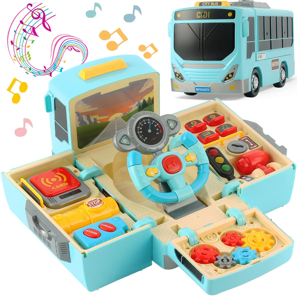 Hongtuo bus toy front view showing a safe, durable ABS body for play