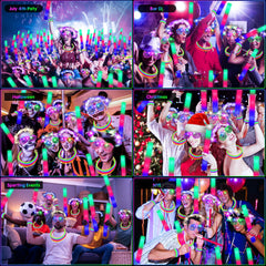 HONLYNE glow sticks with three-color flashing energize the dance floor.