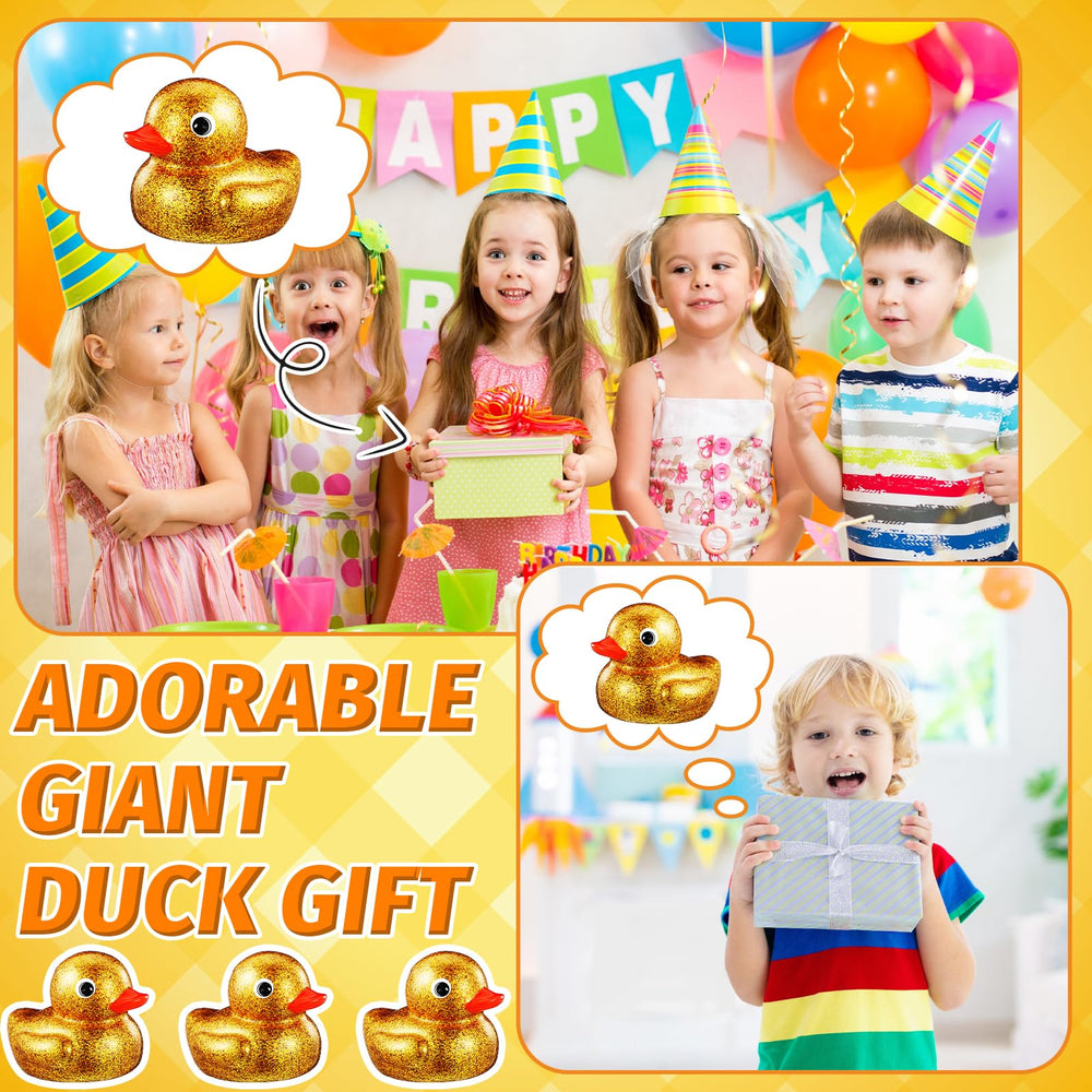 Gold glitter duck decor for pool, beach, and bath