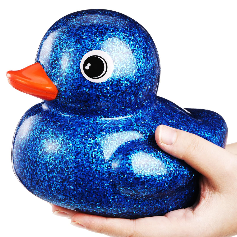 Honoson giant glitter rubber duck dark blue front view for bath time and décor.