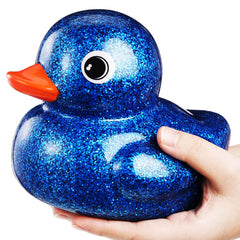 Honoson giant glitter rubber duck dark blue front view for bath time and décor.