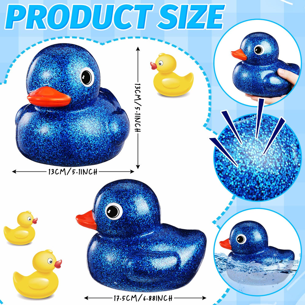 Honoson large glitter duck dark blue side view adds playful party decoration.
