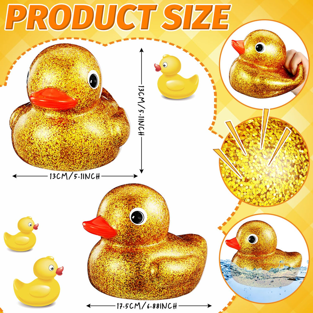 Gold glitter duck party centerpiece for birthdays and summer events
