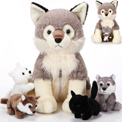 Honoson 14-inch mommy wolf plush for cuddly bedtime comfort