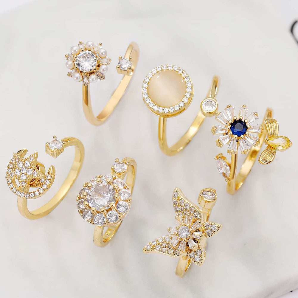 Honsny 6pcs anxiety rings set shown on hand for versatile styling