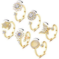 Honsny butterfly anxiety ring with gold finish for focused moments