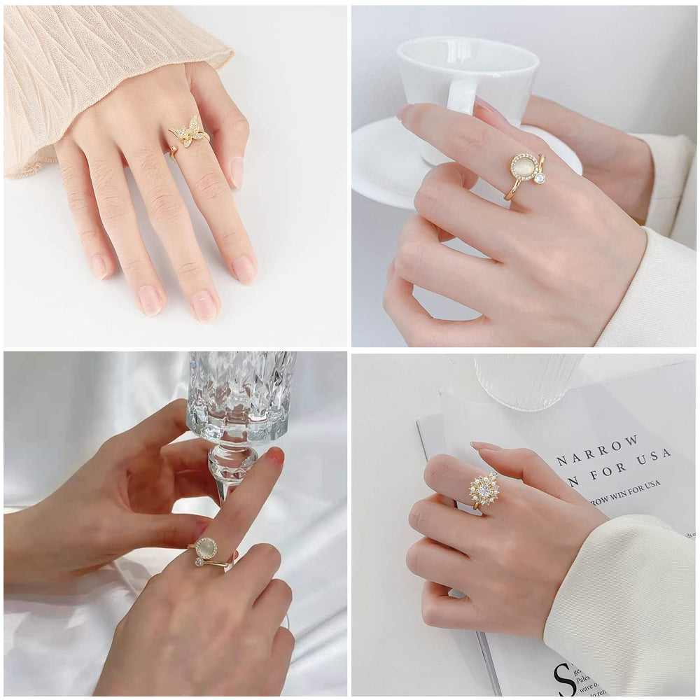 Honsny cat eye spinner band ring adds chic texture for focus