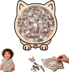 Honyjooy Morandi cat puzzle pieces arranged for a mindful assembly session.