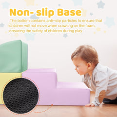 Hoohtoot yellow foam blocks with ball pit, stackable design sparks imaginative play and coordination.