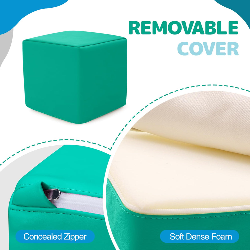 Hoohtoot blocks with removable PU leather covers for easy cleaning after play.