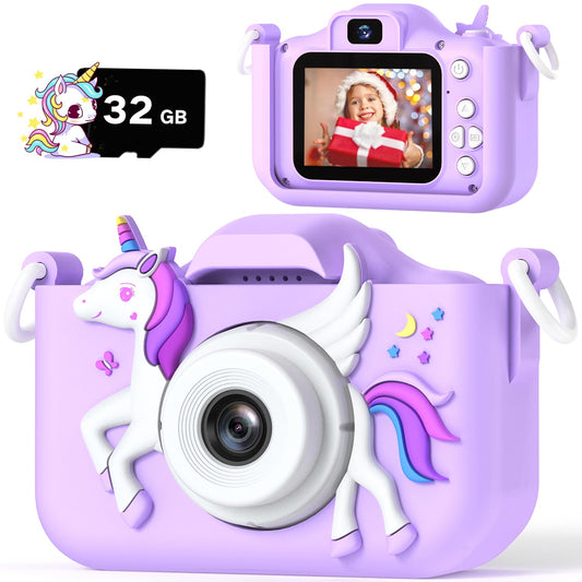 HOOMOON Upgrade Unicorn Kids Camera front view, kid-friendly design for creative photography