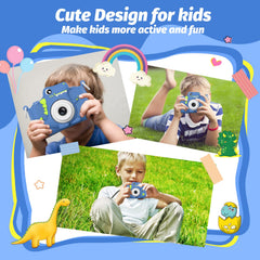 HOOMOON Dinosaur Kids Camera with soft-case shows anti-drop design for safe play
