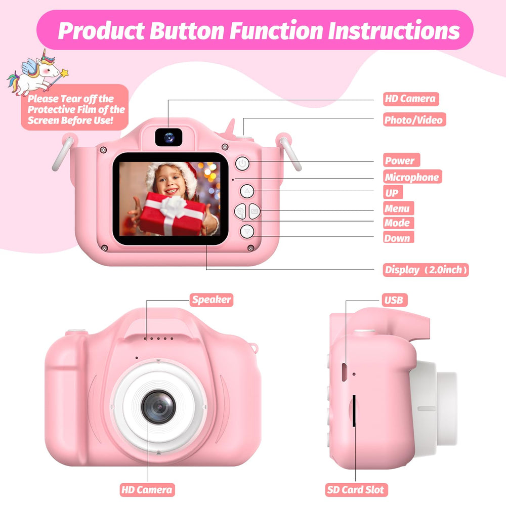 HOOMOON kids camera 32GB memory card stores thousands of photos.