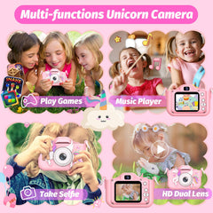 HOOMOON kids camera with cute cartoon casing protects little hands.