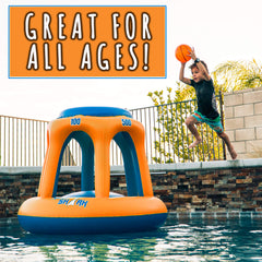 Durable material on HOOP SHARK pool hoop withstands splashy sessions.