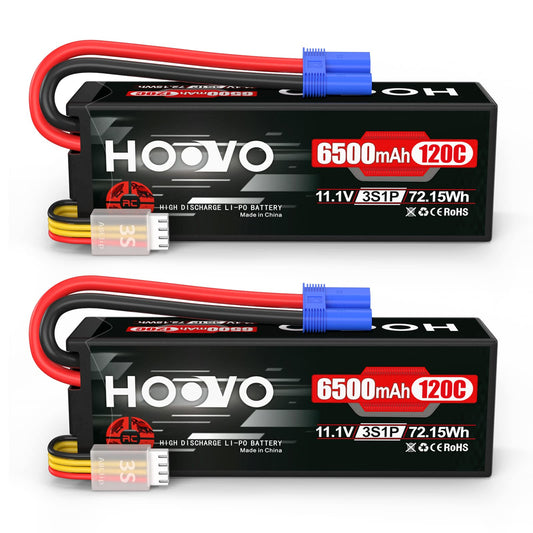 HOOVO 3S 6500mAh battery in hard case with EC5 plug, two-pack for extended RC runs