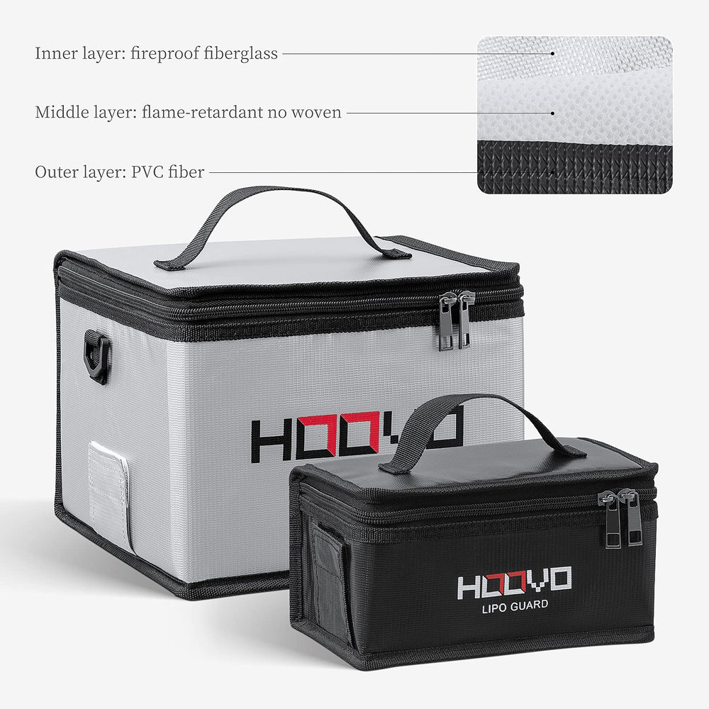 HOOVO Lipo Battery Bag collapsible design for safe travel and storage