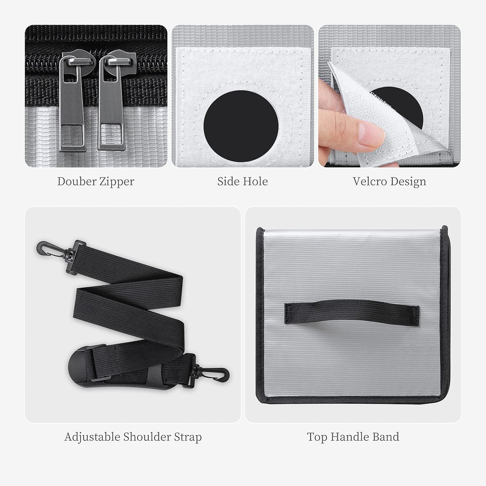 HOOVO Lipo Battery Bag fireproof fiberglass fabric close-up highlighting safety materials