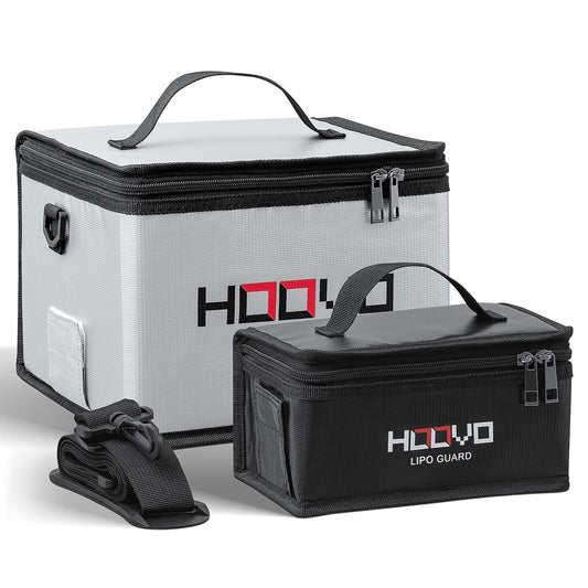 HOOVO Lipo Battery Bag front view with double zipper for safer charging