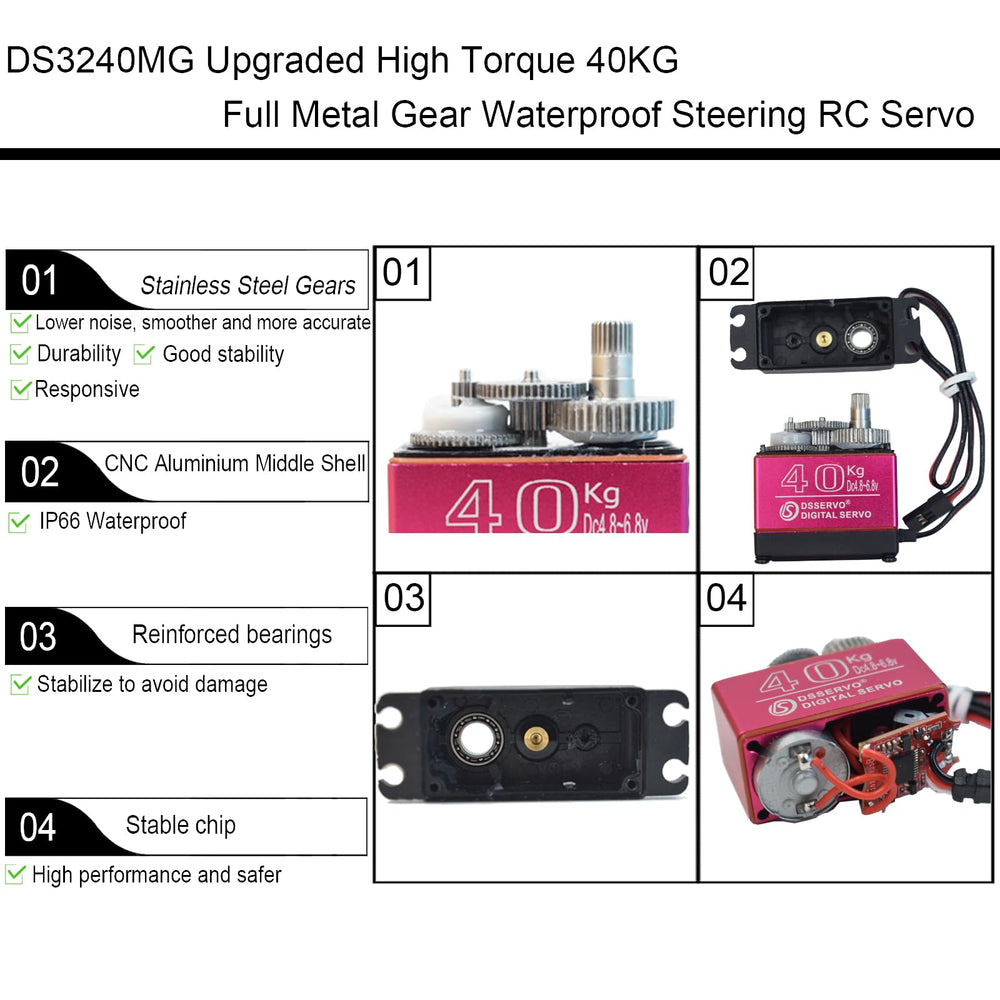 Hooyij DS3240MG full metal gears boost durability and reliability.
