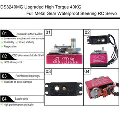 Hooyij DS3240MG full metal gears boost durability and reliability.