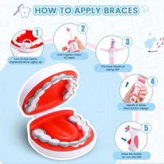 Hopandos dentist play set features dental models and braces to visualize orthodontic basics.