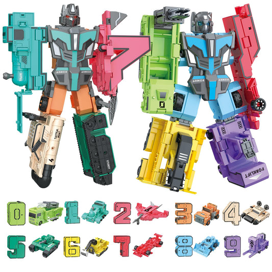 HOPANDOS Number Robots transforming toy assembly promotes hands-on math play and creativity.