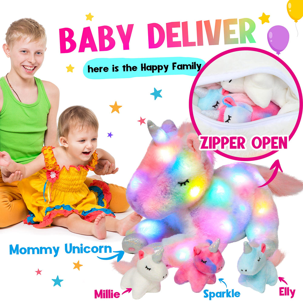 Hopearl 19-inch mommy unicorn with rainbow mane.
