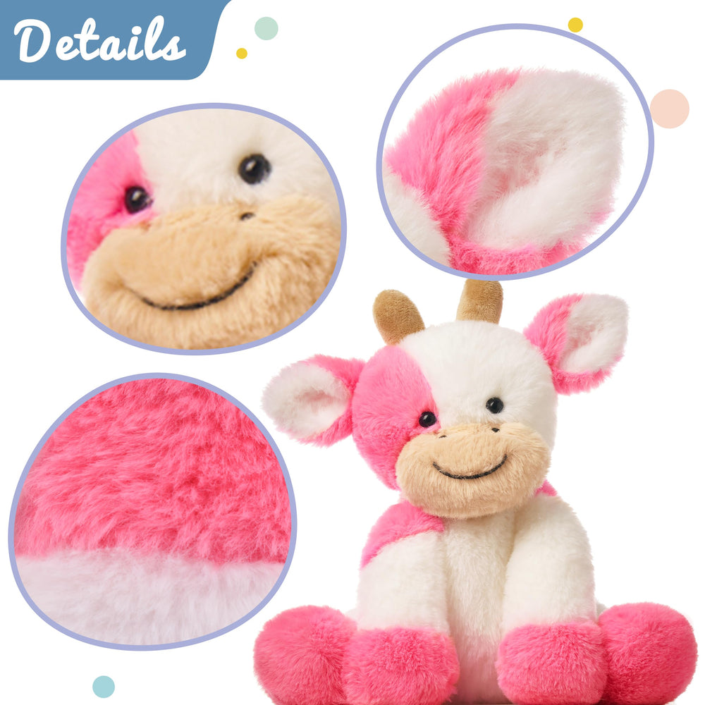 Hopearl strawberry pink cow plush is a portable toy for on-the-go fun.