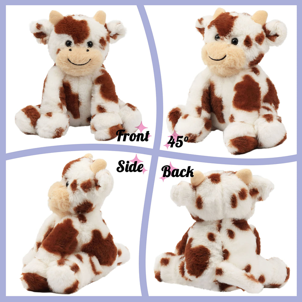 Hopearl cow plush 9 inch handheld size ideal for travel.